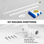 Load image into Gallery viewer, G128 Combo Pack: 6 Feet Tangle Free Spinning Flagpole (White) Uruguay Uruguay Flag 3x5 ft Printed 150D Brass Grommets (Flag Included) Aluminum Flag Pole
