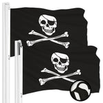 Load image into Gallery viewer, G128 2 Pack: Pirate Jolly Roger Bones Flag  3x5 Ft  ToughWeave Series Embroidered 300D Polyester  Novelty Flag, Embroidered Design, Indoor/Outdoor, Brass Grommets