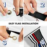 Load image into Gallery viewer, G128  6 Feet Tangle Free Spinning Flagpole (Black) Thin Blue&amp;Red Line Flag Brass Grommets Spun Polyester 3x5 ft (Flag Included) Aluminum Flag Pole