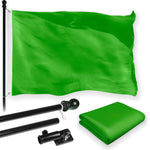 Load image into Gallery viewer, G128 Combo Pack: 5 Ft Tangle Free Aluminum Spinning Flagpole (Black) &amp; Solid Lime Green Color Flag 2x3 Ft, LiteWeave Pro Series Printed 150D Polyester  Pole with Flag Included