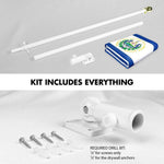 Load image into Gallery viewer, G128 Combo Pack: 6 Ft Tangle Free Spinning Flagpole (White) &amp; El Salvador Flag 3x5 Ft Printed 150D Polyester, Brass Grommets (Flag Included) Aluminum Flag Pole