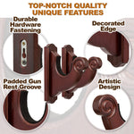 Load image into Gallery viewer, Wall Mount Gun Rack Hold Up Displays Horizontal Shotgun Bow Hanger Wood Hooks