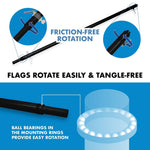 Load image into Gallery viewer, G128 Combo Pack: 6 Ft Tangle Free Aluminum Spinning Flagpole (Black) &amp; Ukraine Ukrainian Flag 3x5 Ft, LiteWeave Pro Series Printed 150D Polyester, 4 Corner Brass Grommets  Pole with Flag Included