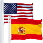 Load image into Gallery viewer, G128 Combo Pack: USA American Flag 3x5 Ft 150D Printed Stars &amp; Spain (Spainish) Flag 3x5 Ft 150D Printed