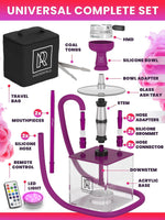 Load image into Gallery viewer, Purple Hookah 2 Hose Hookah Set YADO Square Hookah To Go with Charcoal Holder