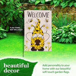 Load image into Gallery viewer, Garden Flag Welcome Bee Gnome with Sunflower 12x18 Blockout Fabric