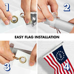 Load image into Gallery viewer, G128 Combo Pack: 6 Ft Tangle Free Aluminum Spinning Flagpole (Silver) &amp; Betsy Ross 1776 Flag 3x5 Ft, LiteWeave Pro Series Printed 150D Polyester  Pole with Flag Included