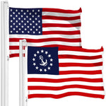 Load image into Gallery viewer, G128 Combo Pack: American USA Flag 3x5 Ft &amp; American USA Yacht Ensign Flag 3x5 Ft  Both LiteWeave Pro Series Printed 150D Polyester, Brass Grommets