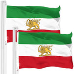 Load image into Gallery viewer, G128 2 Pack: Iran Lion Iranian Lion Flag  3x5 Ft  LiteWeave Pro Printed 150D Polyester  Country Flag, Indoor/Outdoor, Vibrant Colors, Brass Grommets, Thicker and More Durable Than 100D 75D Poly