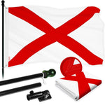Load image into Gallery viewer, G128 Combo Pack: 6 Ft Tangle Free Aluminum Spinning Flagpole (Black) &amp; Alabama AL State Flag 3x5 Ft, ToughWeave Series Embroidered 300D Polyester  Pole with Flag Included