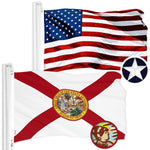 Load image into Gallery viewer, G128 Combo Pack: American USA Flag 2.5x4 Ft &amp; Florida FL State Flag 2.5x4 Ft  Both ToughWeave Series Embroidered 210D Polyester, Embroidered Design, Indoor/Outdoor, Vibrant Colors, Brass Grommets