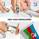 Load image into Gallery viewer, G128 Combo Pack: 6 Ft Tangle Free Aluminum Spinning Flagpole (Silver) &amp; Azerbaijan Azerbaijanis Azeris Flag  3x5 Ft LiteWeave Pro Series Printed 150D Polyester  Pole with Flag Included