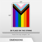 Load image into Gallery viewer, G128 LGBT Progress Rainbow Pride Bunting Banner  Flag 8.2 x 5.5 Inch, Full String 33 Feet  Printed 150D Polyester, Decorations For Bar, School, Festival Events Celebration