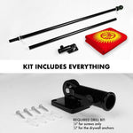Load image into Gallery viewer, G128 Combo Pack: 6 Ft Tangle Free Spinning Flagpole (Black) &amp; Kyrgyzstan Flag 3x5 Ft Printed 150D Polyester, Brass Grommets (Flag Included) Aluminum Flag Pole