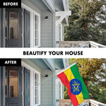 Load image into Gallery viewer, Flag Pole 6FT Silver Tangle Free &amp; Ethiopia Ethiopian Flag 3x5 Ft Combo Printed 150D Polyester By G128
