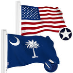 Load image into Gallery viewer, G128 Combo Pack: American USA Flag 4x6 Ft &amp; South Carolina Flag 4x6 Ft, Both Embroidered SPUN Polyester, Indoor/Outdoor, Brass Grommets