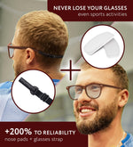 Load image into Gallery viewer, Eyeglass Nose Pads   Stop Glasses from Sliding   6 Pairs Adhesive Sunglass Nose Bridge 0.5mm x 7mm x 16mm   Glasses Accessories (Clear Pads &amp; Dark Glasses Strap)