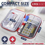 Load image into Gallery viewer, BURIUS 2 Pcs Travel First Aid Bag Empty Portable Storage   Small Medical Bag Empty with Multiple Compartments 7.1 x 5.1 Small First Aid Pouch with Zipper Closure for Camping and Hiking Blue and Red