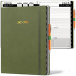 Load image into Gallery viewer, 2025 2026 HARDCOVER Leather Planner Weekly &amp; Monthly   8.5x11 Inches   Academic Planner Business Personal or Student   Pen Holder Thick Paper July 2025   June 2026 (Olive Green)