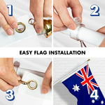 Load image into Gallery viewer, G128 Combo Pack: 6 Feet Tangle Free Spinning Flagpole (White) Australia Australian Flag 3x5 ft Printed 150D Brass Grommets (Flag Included) Aluminum Flag Pole