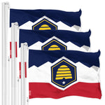 Load image into Gallery viewer, G128 3 Pack: Utah 2023 New Version UT State Flag  3x5 Ft  LiteWeave Pro Series Printed 150D Polyester  Indoor/Outdoor, Vibrant Colors, Brass Grommets, Thicker and More Durable Than 100D 75D Poly