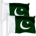 Load image into Gallery viewer, G128 2 Pack: Pakistan Pakistani Flag  3x5 Ft  LiteWeave Pro Series Printed 150D Polyester  Country Flag, Indoor/Outdoor, Vibrant Colors, Brass Grommets, Thicker and More Durable Than 100D 75D Poly