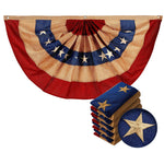 Load image into Gallery viewer, G128  5 Pack: USA Tea Stained Pleated Fan Flag 3x6FT Burlap Embroidered Polyester Stars and Stripes
