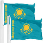 Load image into Gallery viewer, G128 2 Pack: Kazakhstan Kazakhstani Flag  3x5 Ft  LiteWeave Pro Printed 150D Polyester  Country Flag, Indoor/Outdoor, Vibrant Colors, Brass Grommets, Thicker and More Durable Than 100D 75D Poly