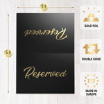 Load image into Gallery viewer, 10 Pack Black Reserved Table Signs for Wedding Gold Foil Reserved Seating Signs for Wedding Chairs Church Pews Double Sided Cardstock Reserved Signs for Tables Table Tent Reservation Cards