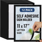 Load image into Gallery viewer, 12 Self Adhesive Sign Holder 11x17 with Magnetic Border Reusable Adhesive Frames Windows Magnetic Frames for Wall Display Peel &amp; Stick Document Sleeve Magnet Page Protector for Office School