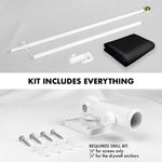 Load image into Gallery viewer, G128 Combo Pack: 5 Ft Tangle Free Aluminum Spinning Flagpole (White) &amp; Solid Black Color Flag 2x3 Ft, LiteWeave Pro Series Printed 150D Polyester  Pole with Flag Included
