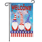 Load image into Gallery viewer, G128 Garden Flag Welcome 3 Patriotic Gnomes  12x18 Inch  Printed Blockout Polyester  Patriotic Decoration