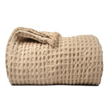 Load image into Gallery viewer, The Fine Living Co. 100% Cotton Waffle Weave Throw Blanket Lightweight Soft and Breathable Throw Blanket for All Season Skin Friendly Blanket for Couch Bed Sofa 50”x60” inches Sand