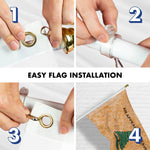 Load image into Gallery viewer, G128 Combo Pack: 6 Ft Tangle Free Aluminum Spinning Flagpole (White) &amp; An Appeal to Heaven TeaStained Flag 3x5 Ft, Double ToughWeave Pro Series DS Embroidered 420D Polyester  Pole with Flag Included
