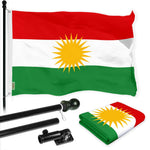 Load image into Gallery viewer, Combo Pack 6 Ft Tangle Free Aluminum Spinning Flagpole Black and Kurdistan