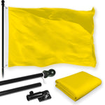 Load image into Gallery viewer, G128 Combo Pack: 5 Ft Tangle Free Aluminum Spinning Flagpole (Black) &amp; Solid Yellow Color Flag 2x3 Ft, LiteWeave Pro Series Printed 150D Polyester  Pole with Flag Included