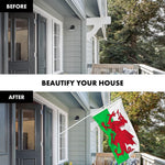 Load image into Gallery viewer, G128 Combo Pack: 6 Ft Tangle Free Spinning Flagpole (White) &amp; Wales Flag 3x5 Ft Printed 150D Polyester, Brass Grommets (Flag Included) Aluminum Flag Pole