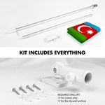 Load image into Gallery viewer, G128 Combo Pack: 6 Ft Tangle Free Aluminum Spinning Flagpole (Silver) &amp; Azerbaijan Azerbaijanis Azeris Flag  3x5 Ft LiteWeave Pro Series Printed 150D Polyester  Pole with Flag Included