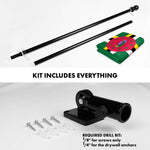 Load image into Gallery viewer, G128 Combo Pack: 6 Ft Tangle Free Aluminum Spinning Flagpole (Black) &amp; Dominica Dominican Flag 3x5 Ft, LiteWeave Pro Series Printed 150D Polyester  Pole with Flag Included
