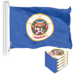 Load image into Gallery viewer, G128 5 Pack: Minnesota MN State Flag  3x5 Ft  LiteWeave Pro Series Printed 150D Polyester  Indoor/Outdoor, Vibrant Colors, Brass Grommets, Thicker and More Durable Than 100D 75D Polyester