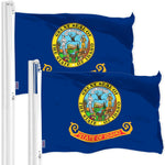 Load image into Gallery viewer, G128 2 Pack: Idaho ID State Flag  3x5 Ft  LiteWeave Pro Series Printed 300D Polyester  Indoor/Outdoor, Vibrant Colors, Brass Grommets, Thicker and More Durable Than 100D 75D Polyester
