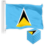 Load image into Gallery viewer, G128 5 Pack: Saint Lucia Saint Lucian Flag  3x5 Ft  LiteWeave Pro Series Printed 150D Poly  Country Flag, Indoor/Outdoor, Vibrant Colors, Brass Grommets, Thicker and More Durable Than 100D 75D Poly