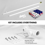 Load image into Gallery viewer, G128 Combo Pack: 6 Ft Tangle Free Aluminum Spinning Flagpole (White) &amp; American USA Proud and Free Eagle Flag Flag 3x5 Ft, LiteWeave Pro Series Printed 300D Polyester  Pole with Flag Included