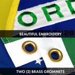 Load image into Gallery viewer, G128 Combo Pack: USA American Flag 3x5 Ft Embroidered Stars &amp; Brazil (Brazilian) Flag 3x5 Ft Doublesided Embroidered 210D