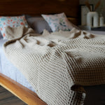 Load image into Gallery viewer, The Fine Living Co. 100% Cotton Waffle Weave Throw Blanket Lightweight Soft and Breathable Throw Blanket for All Season Skin Friendly Blanket for Couch Bed Sofa  50”x70” inches Sand