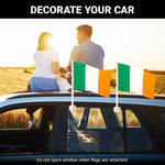 Load image into Gallery viewer, G128 2 Pack: Ireland Irish Car Flag  11x17 In  Double LiteWeave Pro Series Double Sided Printed 150D Polyester  Flagpole Included  Perfect for Festival Celebrations, Parades