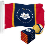Load image into Gallery viewer, G128 5 Pack: Mississippi 2020 MS State Flag  3x5 Ft  ToughWeave Series Embroidered 300D Polyester  Embroidered Design, Indoor/Outdoor, Brass Grommets