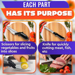 Load image into Gallery viewer, Kitchen Scissors for Food – 2 in 1 Cutting Board Scissors &amp; Knife with Locking Mechanism &amp; Stainless Steel Blades – Multifunctional Kitchen Shears for Effortless Chopping Slicing &amp; Meal Prep