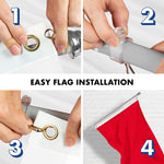 Load image into Gallery viewer, G128 Combo Pack: 5 Ft Tangle Free Aluminum Spinning Flagpole (Silver) &amp; Solid Red Color Flag 2.5x4 Ft, LiteWeave Pro Series Printed 150D Polyester  Pole with Flag Included
