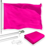 Load image into Gallery viewer, G128 Combo Pack: 5 Ft Tangle Free Aluminum Spinning Flagpole (Silver) &amp; Solid Magenta Color Flag 2.5x4 Ft, LiteWeave Pro Series Printed 150D Polyester  Pole with Flag Included